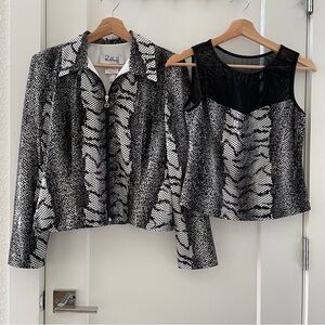 Joseph Ribkoff Sequin Animal Print Blazer Jacket with Matching Camisol Size 8